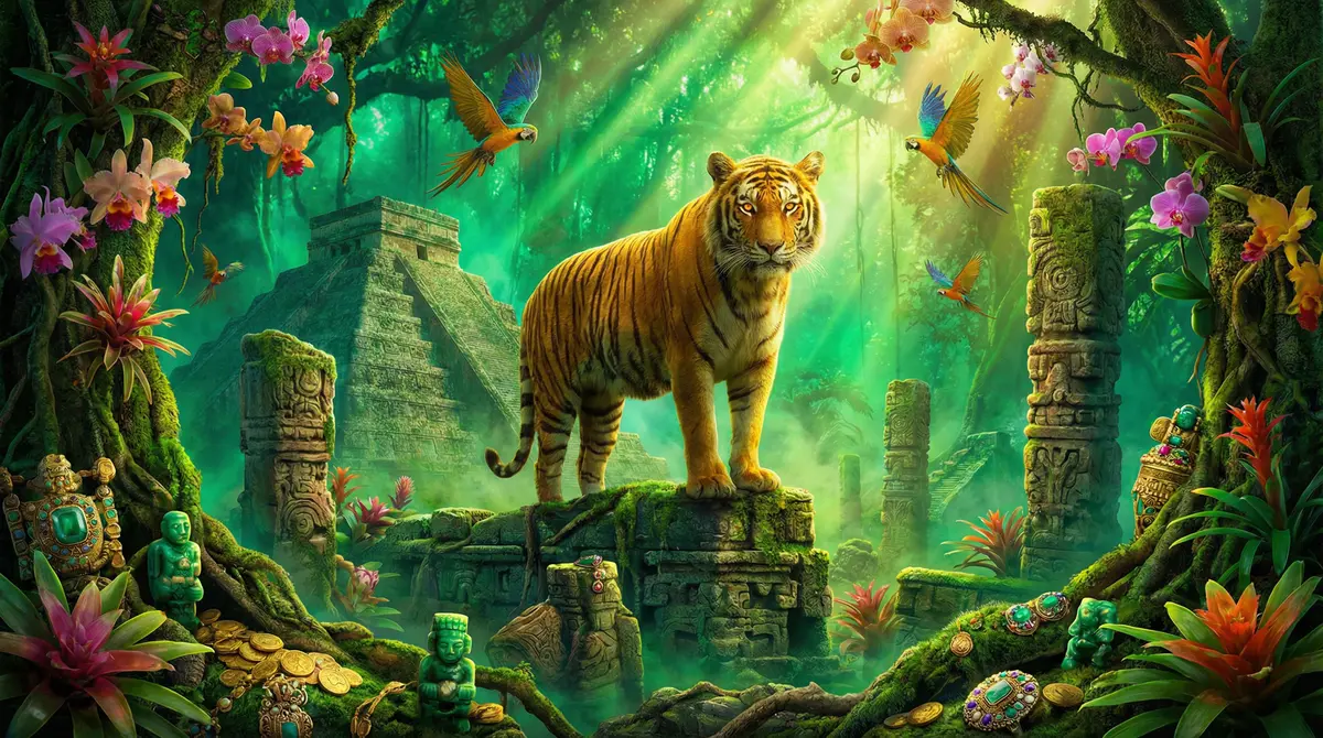 Fortune Tiger tragamonedas con tigre dorado y símbolos de la suerte